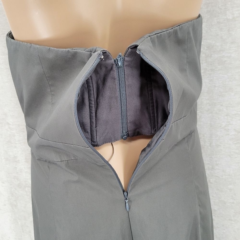 J. Crew Basic Gray Cotton Strapless Midi Dress Wo… - image 8